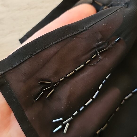 Vintage Yves St. Clair Black Sheer Dressy Evening Beaded Cardigan Large - Picture 6 of 8